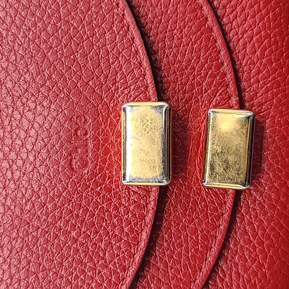 Chloé Georgia Red Leather Compact Bifold Wallet - Picture 7 of 16